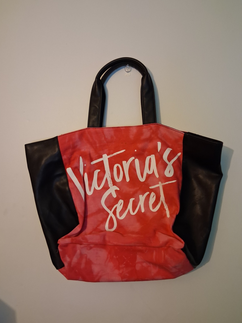 Victoria's Secret Red & Black Script Logo Tote